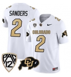 Colorado Buffaloes #2 Shedeur Sanders White 2023 FUSE Stitched Football Jersey
