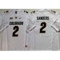 Men COLORADO BUFFALOES White #2 Shedeur Sanders White Stitched NCAA Jersey