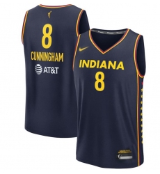 Women Indiana Fever Cunningham #8 Blue Stitched Basketball WNBA Jersey