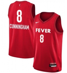 Women Indiana Fever Cunningham #8 Red Stitched Basketball WNBA Jersey