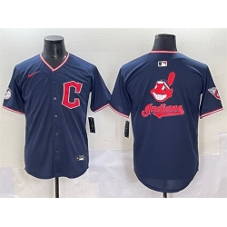 Men Cleveland Guardians Team Big Logo Navy 2025 Alternate Limited Stitched Baseball Jersey