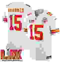 Men Kansas City Chiefs Patrick Mahomes #15 White 2024 2025 Super Bowl LIX F U S E Stitched Jersey