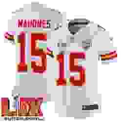 Women Kansas City Chiefs Patrick Mahomes #15 White 2024 2025 Super Bowl LIX F U S E Stitched Jersey