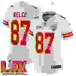 Women Kansas City Chiefs Travis Kelce #87 White 2024 2025 Super Bowl LIX F U S E Stitched Jersey