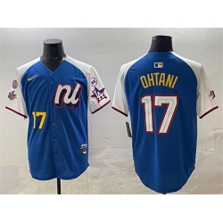Men National League 17 Shohei Ohtani Blue Alternate 2025 All Star With Patch Edition Limited Stitched Baseball Jersey