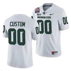 Michigan State Spartans Custom White 2021 Peach Bowl College Football Playoff Jersey