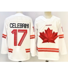 Men Canada Hockey #17 Macklin Celebrini White Stitched Jersey