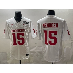 Men Indiana Hoosiers 15 Fernando Mendoza White F U S E  2026 Patch Stitched Football Jersey