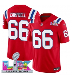 Men New England Patriots 66 Will Campbell Red 2025 F U S E  Super Bowl LX Patch Vapor Limited Stitched Football Jersey