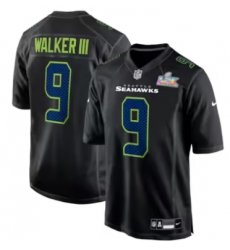 Kenneth Walker III Seattle Seahawks Nike Super Bowl LX Patch Carbon Fashion Game Jersey Black