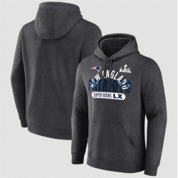 Men New England Patriots Heather Charcoal 2025 Super Bowl LX Game Plan Hoodie