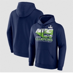 Men Seattle Seahawks Navy 2025 NFL Champions Pullover Hoodie