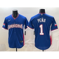 Men Dominican Republic Baseball  1 Jeremy Pena Royal 2026 World Baseball Classic Road Stadium Stitched Jersey