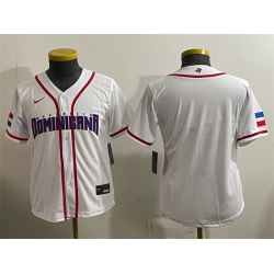 Women Dominican Republic Baseball Blank White 2026 World Baseball Classic Home Stadium Stitched Baseball Jersey Run Small 