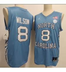 Men North Carolina #8 Caleb Wilson Basketball Blue Stitched Jersey Men North Carolina #8 Caleb Wilson Basketball Blue Stitched Jersey