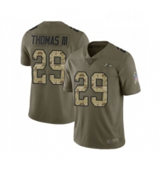Mens Baltimore Ravens 29 Earl Thomas III Limited Olive Camo Salute to Service Football Jersey