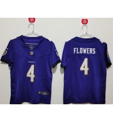 Women Baltimore Ravens 4 Zay Flowers Purple Vapor Football Jersey  Women Baltimore Ravens 4 Zay Flowers Purple Vapor Football Jersey