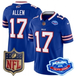 Youth Buffalo Bills 17 Josh Allen Blue 2025 F U S E Farewell Season Gold Shield Patch Stitched Football Jersey