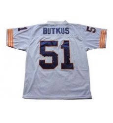 Butkus 51 Chicago Bears Throwback Jerseys White Jersey Big Number (1)
