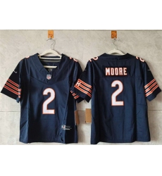 Women Chicago Bears 2 DJ Moore Navy 2024 F U S E Vapor Stitched Jersey  Women Chicago Bears 2 DJ Moore Navy 2024 F U S E Vapor Stitched Jersey