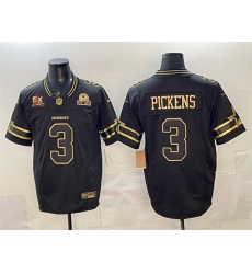 Men Dallas Cowboys 3 George pickens Black Gold 2025 F U S E  With 5x Super Bowl Champions  26 Established In 1960 Patch Vapor Limited Stitched Football Jer