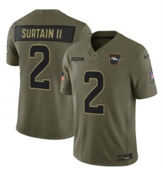 Men Denver Broncos 2 Pat Surtain II Olive 2025 F U S E  Salute to Service Limited Stitched Football Jersey Men Denver Broncos 2 Pat Surtain II Olive 2025 F U S E  Salute to Service Limited Stitched Football Jersey
