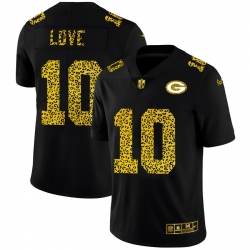 Green Bay Green Bay Green Bay Green Bay Packers 10 Jordan Love Men Nike Leopard Print Fashion Vapor Limited NFL Jersey Black
