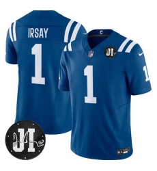 Men Indianapolis Colts 1 Jim Irsay Blue 2025 F U S E  Jim Irsay Patch Vapor Limited Stitched Football Jersey Men Indianapolis Colts 1 Jim Irsay Blue 2025 F U S E  Jim Irsay Patch Vapor Limited Stitched Football Jersey