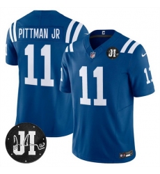 Men Indianapolis Colts 11 Michael Pittman Jr  Blue 2025 F U S E  Jim Irsay Patch Vapor Limited Stitched Football Jersey Men Indianapolis Colts 11 Michael Pittman Jr  Blue 2025 F U S E  Jim Irsay Patch Vapor Limited Stitched Football Jersey
