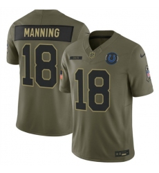 Men Indianapolis Colts 18 Peyton Manning Olive 2025 F U S E  Salute to Service Limited Stitched Football Jersey Men Indianapolis Colts 18 Peyton Manning Olive 2025 F U S E  Salute to Service Limited Stitched Football Jersey