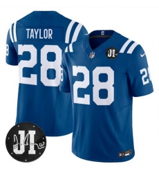 Men Indianapolis Colts 28 Jonathan Taylor Blue 2025 F U S E  Jim Irsay Patch Vapor Limited Stitched Football Jersey Men Indianapolis Colts 28 Jonathan Taylor Blue 2025 F U S E  Jim Irsay Patch Vapor Limited Stitched Football Jersey