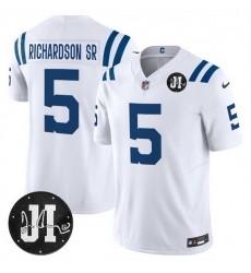 Men Indianapolis Colts 5 Anthony Richardson White 2025 F U S E  Jim Irsay Patch Vapor Limited Stitched Football Jersey Men Indianapolis Colts 5 Anthony Richardson White 2025 F U S E  Jim Irsay Patch Vapor Limited Stitched Football Jersey