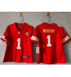 Women Kansas City Chiefs 1 Xavier Worthy Red 2023 F U S E  Vapor Untouchable Limited Stitched Jersey  Women Kansas City Chiefs 1 Xavier Worthy Red 2023 F U S E  Vapor Untouchable Limited Stitched Jersey
