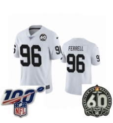 Men Oakland Raiders #96 Clelin Ferrell White 60th Anniversary Vapor Untouchable Limited Player 100th Season Football Jersey