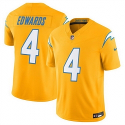 Men Los Angeles Chargers 4 Taylor Heinicke Gold 2025 F U S E  Alternate Vapor Limited Stitched Football Jersey