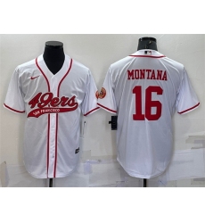 Men San Francisco 49ers 16 Joe Montana White With Patch Cool Base Stitched Baseb