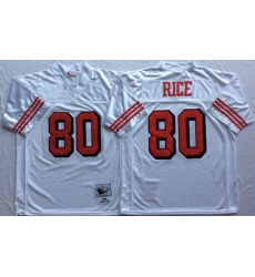 Men San Francisco 49ers 80 Jerry Rice White Vintage M&N Jersey