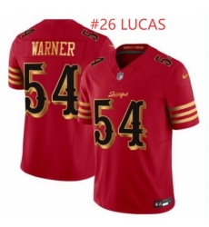 Men San Francisco 49ers Chase Lucas #26 Red Gold 2025 F U S E Rivalries Vapor Limited Stitched Football Jersey Men San Francisco 49ers Chase Lucas #26 Red Gold 2025 F U S E Rivalries Vapor Limited Stitched Football Jersey