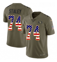 Mens Nike San Francisco 49ers 74 Joe Staley Limited OliveUSA Flag 2017 Salute to Service NFL Jersey
