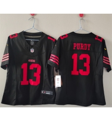 Women San Francisco 49ers 13 Brock Purdy Black F U S E Vapor Untouchable Stitched Jersey  Women San Francisco 49ers 13 Brock Purdy Black F U S E Vapor Untouchable Stitched Jersey