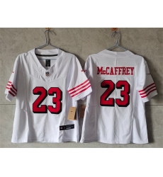 Women San Francisco 49ers 23 Christian McCaffrey New White F U S E Vapor Untouchable Stitched Jersey  Women San Francisco 49ers 23 Christian McCaffrey New White F U S E Vapor Untouchable Stitched Jersey