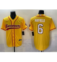 Men Tampa Bay Buccaneers 6 Baker Mayfield Gold Cool Base Stitched Baseball Jersey