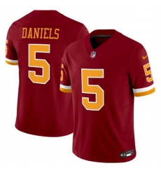 Men Washington Commanders 5 Jayden Daniels Burgundy 2025 F U S E  Throwback Limited Stitched Football Jersey