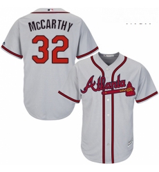 Mens Majestic Atlanta Braves 32 Brandon McCarthy Replica Grey Road Cool Base MLB Jersey 