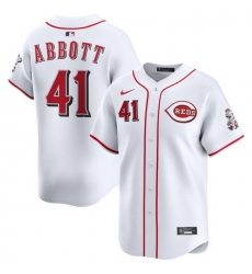 Men Cincinnati Reds Nike White Home Limited Custom Jersey Abbott Andrew 41