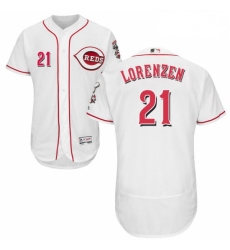 Mens Majestic Cincinnati Reds 21 Michael Lorenzen White Home Flexbase Authentic Collection MLB Jersey