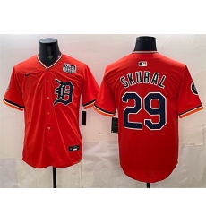 Men Detroit Tigers  29 Tarik Skubal Orange 2026 Alternate USA 250  Patch Vapor Premier Limited Stitched Baseball Jersey