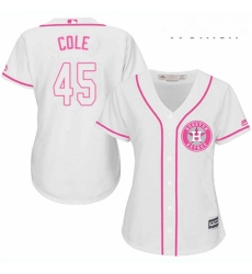 Womens Majestic Houston Astros 45 Gerrit Cole Authentic White Fashion Cool Base MLB Jersey 