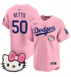 Men Los Angeles Dodgers 50 Mookie Betts Pink 2025 Hello Kitty Vapor Limited Stitched Baseball Jersey Men Los Angeles Dodgers 50 Mookie Betts Pink 2025 Hello Kitty Vapor Limited Stitched Baseball Jersey