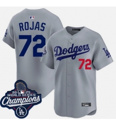 Men Los Angeles Dodgers 72 Miguel Rojas Grey 2025 World Series Champions Patch Limited Stitched Baseball Jersey II Men Los Angeles Dodgers 72 Miguel Rojas Grey 2025 World Series Champions Patch Limited Stitched Baseball Jersey II